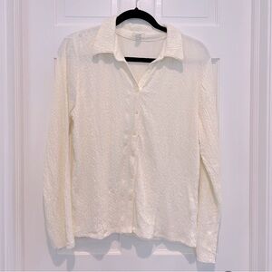 J. Jill NWOT Textured Button Down Shirt Cream Ivory Coastal Cottage